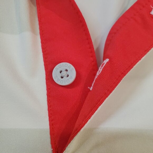 Adidas Golf Polo Shirt Mens Size Medium White Grey Striped Stretch Performance - Picture 9 of 11